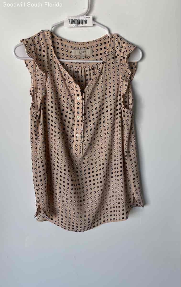 Ann Taylor Loft Womens Pink Black Geometric Print Sleeveless Blouse Top Size S