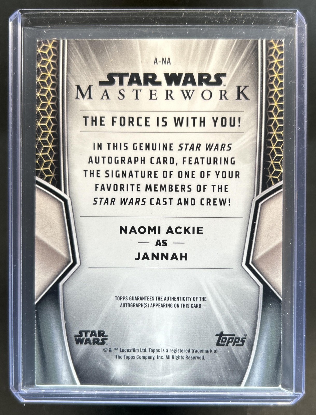 2025 Topps Star Wars Masterwork Naomi Ackie as Jannah On Card Auto #A-NA (B) view 2