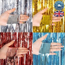 Metallic Foil Fringe Curtain Backdrop Party Tinsel Streamer Birthday Wedding