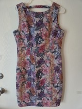 NWT H&M Multicolor Floral Dress Sz 12 Mosiac Print Fitted Bodycon  Kaleidoscope 