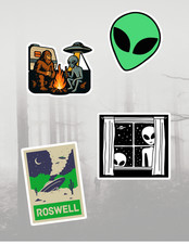 UFO Aliens Cryptids 4pc Stickers Pack