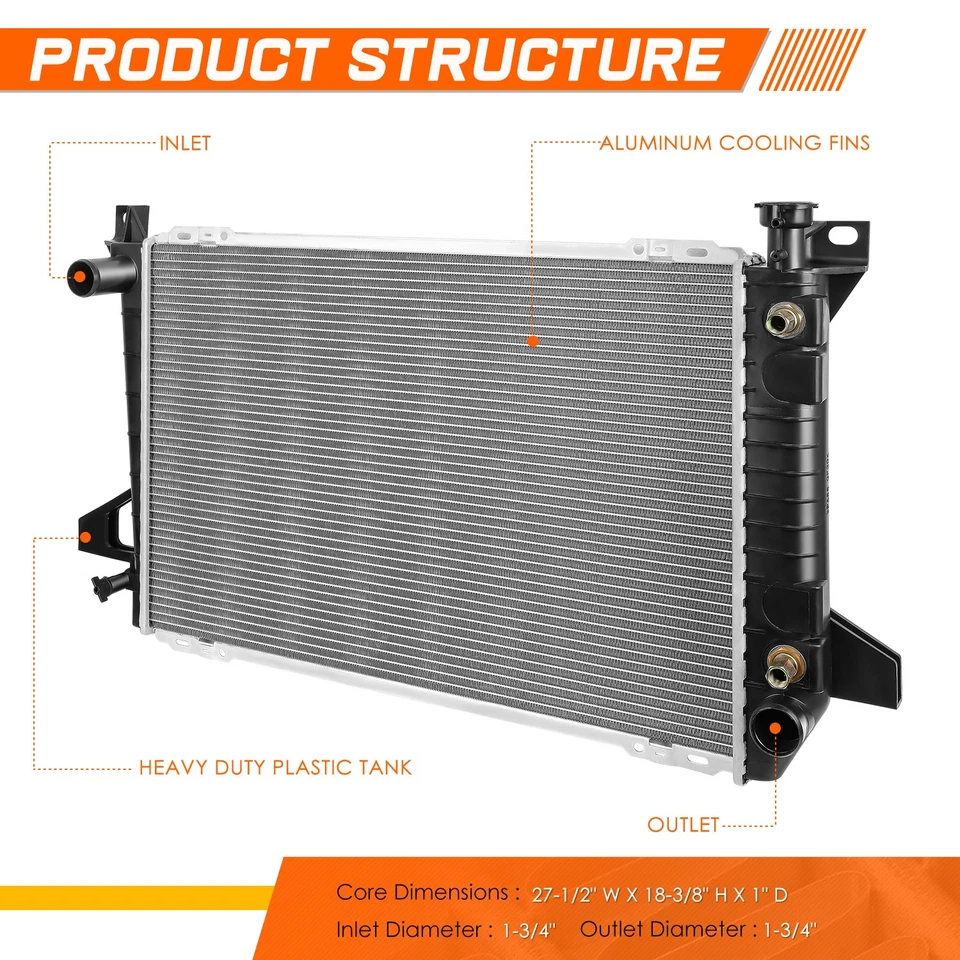 Radiador de fábrica de aluminio OE para 85-96 Ford F150/F250/F350 4,9 MT/AT DPI-1452 Foto 3 de 4