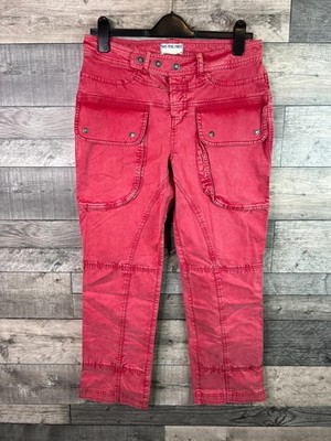 Free People Hot In It Moto Trousers Hose Gr. UK 10 rot Utility Straight Crop
