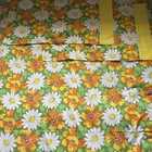 Vtg Retro Daisy Flower Power Twin Flat Sheet Set Pillowcases Cotton Orange Green