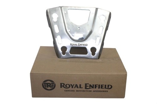 Genuine Black Carrier Rack With Silver Top Box Plate For Royal Enfield Bear 650 - Picture 4 of 9