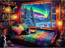 300 Pieces Puzzles for Adults Winter Aurora Cat Jigsaw Puzzles Large 300