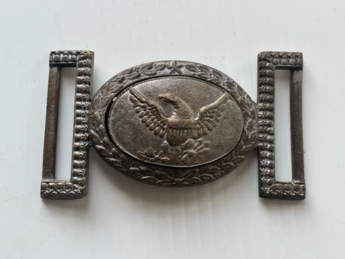 VINTAGE CIVIL WAR MILITIA 2 PIECE BELT BUCKLE   EARLY REPRODUCTION