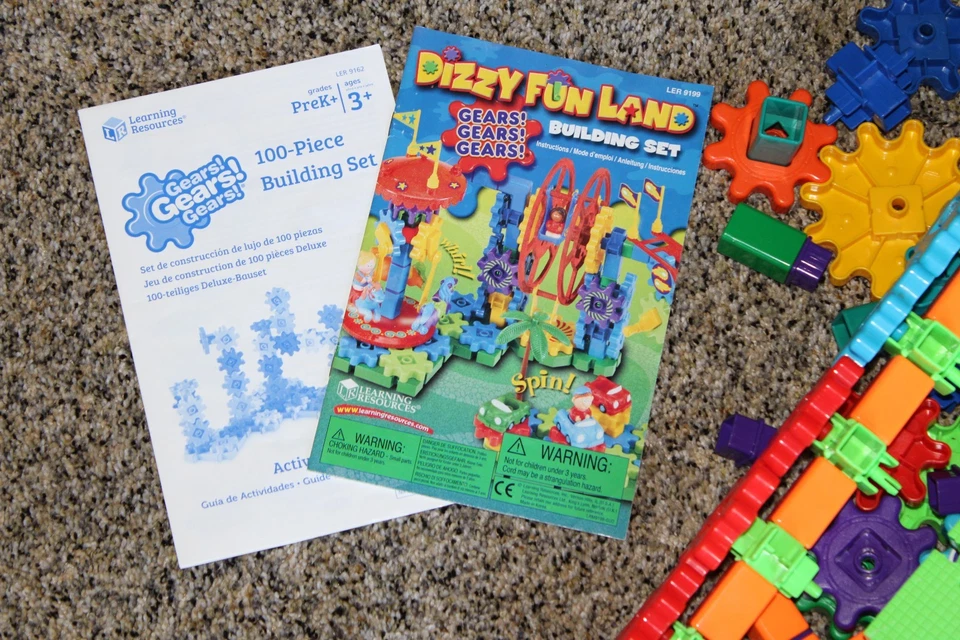 Learning Resources Gears Building LOT Dizzy Fun Land Over 200 Pieces STEM Motor - Image 3 of 4