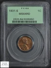1931 S Red Lincoln Wheat Copper Cent 1C OGH Old Green Holder PCGS MS 64 RD