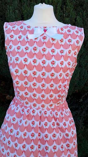 Lovely Coquette Lolita Pink Cake Print Cotton Handmade Midi TeaDress Size 12/14 - Picture 1 of 12