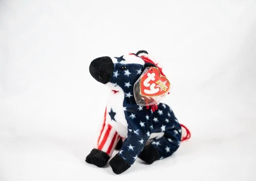 Ty Beanie Baby LEFTY 2000 The Donkey Red White Blue Democrat Party Vintage