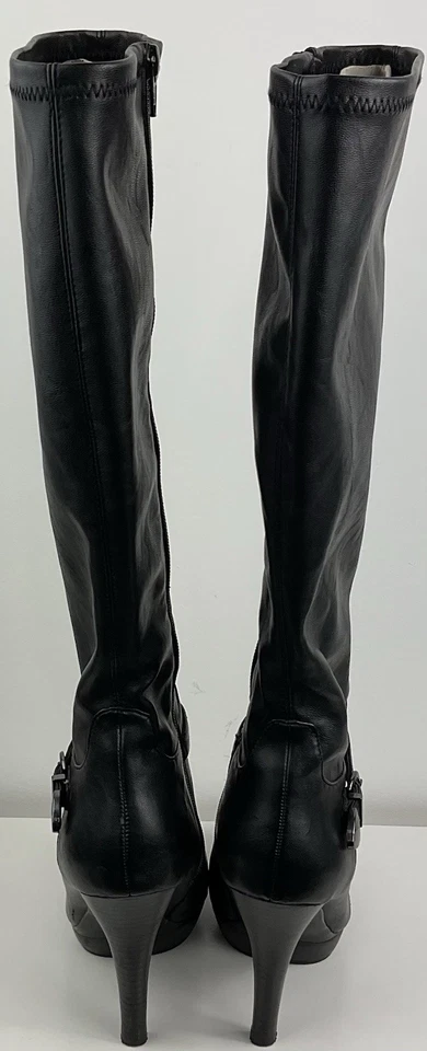 Nine West Tall Leather Boots Women’s Black Stiletto Heel Point Toe Side Zip 9M - Image 3 of 4
