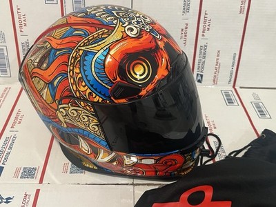 Icon AirFrame Pro Full Face Helmet Barong Red w/ Smoke Shield Hydradry Sz Large