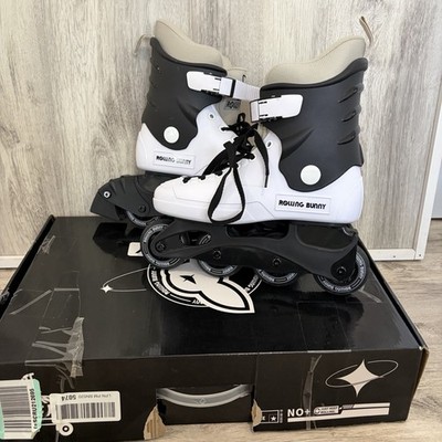 Rolling Bunny Inline Skates Women's Size 7 Adjustable Black & White Worn Once