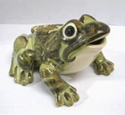 McCoy Pottery Brush Garden Frog Open Mouth Mid-Century VTG Pottery Statue 8"x5"