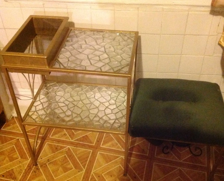 DE COLECCIÓN 2 NIVELES MALLA Y METAL PLANTA/PLANTADORA ESTANTE SOPORTE MEDIADOS DE SIGLO MESA Foto 4 de 4