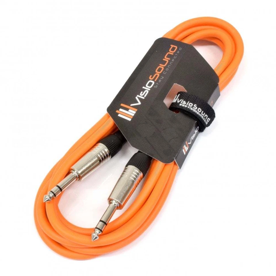 Câble jack TRS stéréo 6,35mm 1/4" à jack TRS / Câble signal équilibré 3m Orange - Photo 1/1