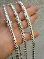 Real Solid 925 Silver Round Franco Chain 5-7mm Necklace Handmade W. Box Clasp 13