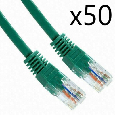 50 Pack Lot - 5ft CAT5e Ethernet Network LAN Router Patch Cable Cord Wire Green