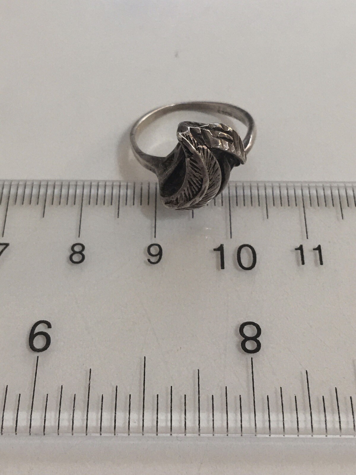Vintage 925 Solid Sterling Silver Leaf Ring Uniqu… - image 10