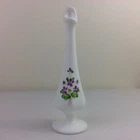 Fenton Art Glass Hand Painted Floral Vase Signed By Linda McMullen
