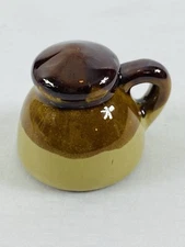 Vintage Dollhouse Mini 3 Tone Pottery Jug Miniature Stoneware Pot 1.5" x 1.75"