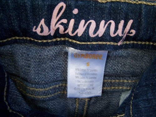 GYMBOREE blue denim SKINNY jeans~5~hearts on back pockets~bling on front pockets - Picture 2 of 3