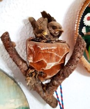 UCCELLINO SU BASE IN LEGNO  ARTE GREZZA ORIGINALE COMPLEMENTO D'ARREDO VINTAGE