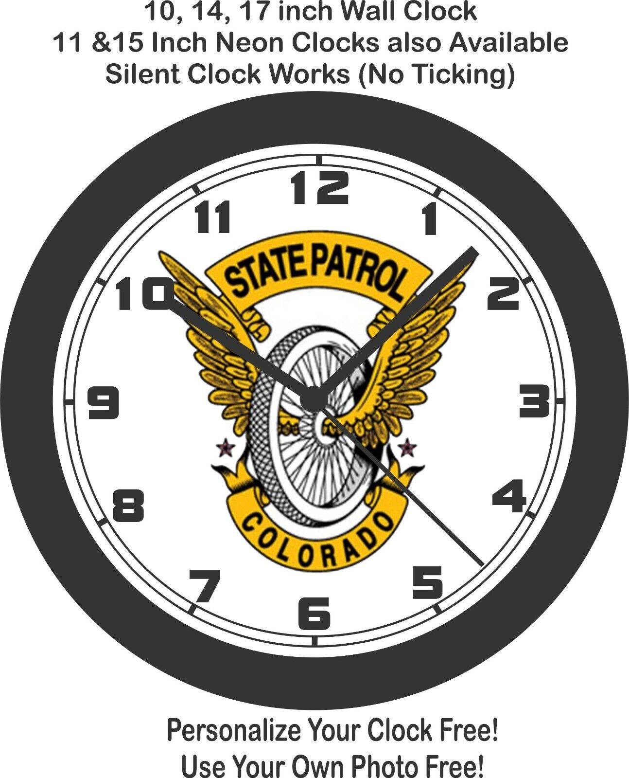 Colorado Highway State Patrol Logo Wall Clock-Free US Ship, Police, Sheriff Populair