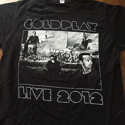 Vintage Coldplay Live Tour 2012 Concert Graphic T-Shirt Black 