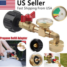 Propane Refill Adapter w/ ON-Off Gauge  Valve Fill 1Lb Bottles from 5-40Lb Tank