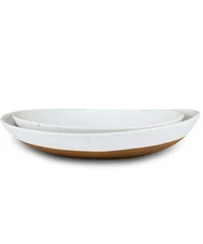 Set of 2 Large Oval Serving Bowls, Modern White Platters for Dinner, Fruit,Salad