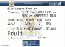 Ticket - Stockport County v Mansfield Town 15.01.13