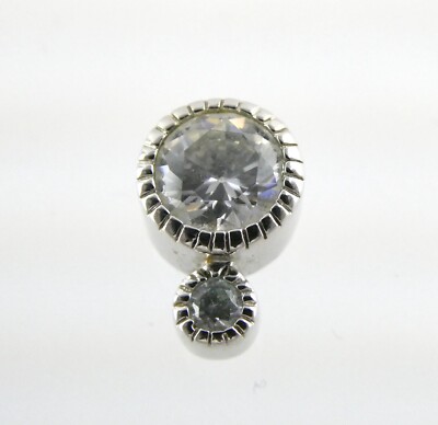 Ross Simons Sterling Silver Double White Crystal Slide Pendant 1.6g .5 Inch