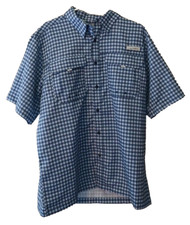 NWT Eddie Bauer Men's L Tech Woven Short Sleeve Vented Blue Fishing Shirt 70