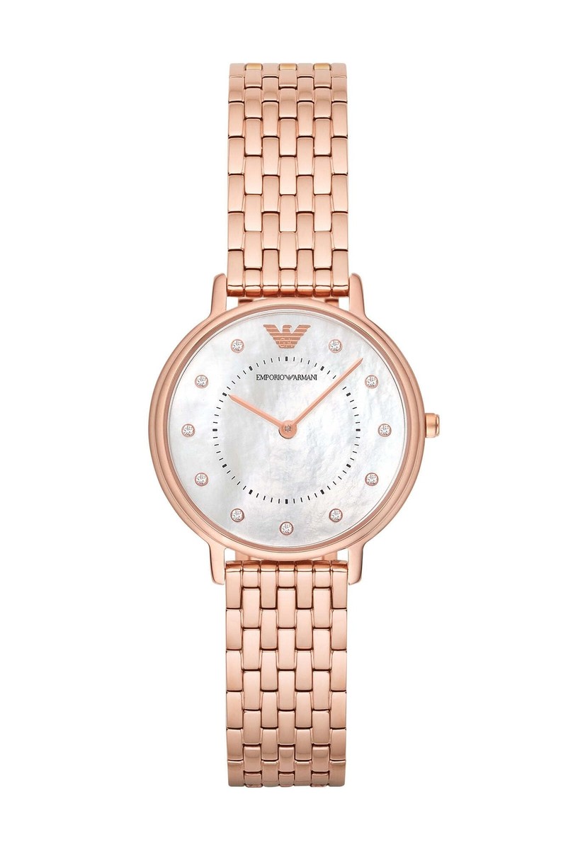 【EMPORIO ARMANI】Rose Gold Cubic l Women's Wristwatch Armani Exchange Watch Women 40mm Rose Gold Day Date AX5042