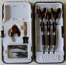 GLD Viper Black Sure Grip 18 gm. Darts w / Lepidoptira flights 25 EXTRA TIPS