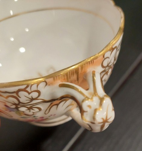 Antique Ridgway tea cup 5/3000 c.1820 Apricot Gold Hand Painted Flowers - Picture 6 of 8