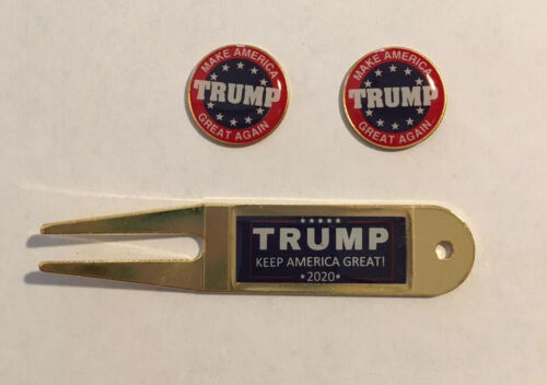 PRESIDENT DONALD TRUMP MAGNETIC GOLF BALL MARKERS and DIVOT TOOL SET MAGA KAG - Picture 1 of 7