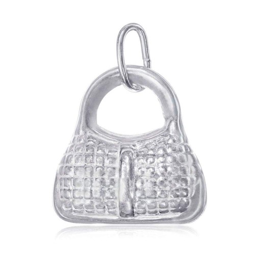 Bolso de mano colgante de plata de ley 925 con dije de joyería