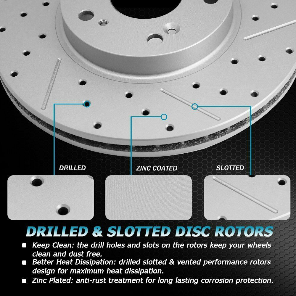 Front Rear Disc Rotors + Ceramic Brake Pads for 2014 2019 Nissan
