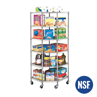 Seville Classics UltraDurable Commercial Grade 6-Tier NSF Corner Wire Shelving