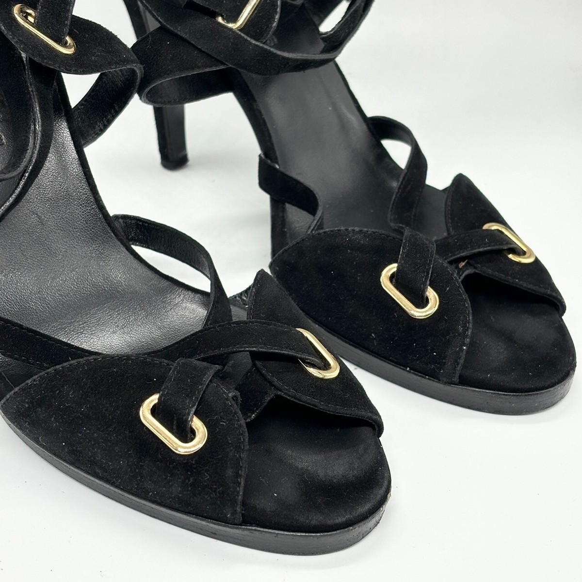 HERMES Suede Leather Sandal Semelle cuir MADE IN ITALY Black