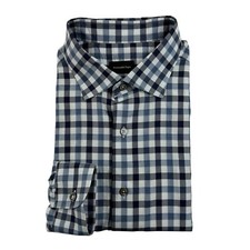 Ermenegildo Zegna Current Traveller Blue Checked Button Front Size Mens 2XL