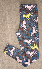 LuLaRoe TC Leggings  Vintage Pink  Yellow Actual Unicorn on Colorful RARE