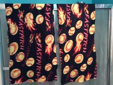 lot of 2 Baseball softball "fastpitch" fleece fabrics 60" by 19" and 60" by 21"
