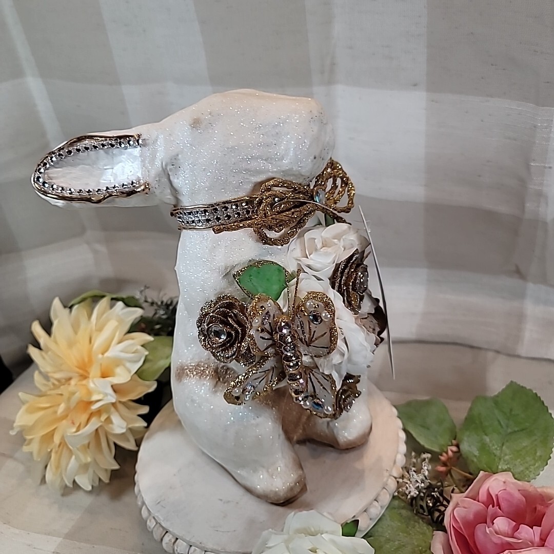 Jeweled Rabbit Embellished Rhinestones Flowers Butterfly Easter Spring