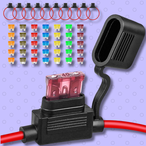 10 Pack Inline Fuse Holder 12V, Professional 12 AWG Waterproof Fuse Holder wi...
