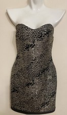 Windsor Black & Metallic Strapless Sweetheart Mini Cocktail Party Dress S