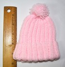 Sweet NEW Hand Knit Blush PINK Baby Girl Winter HAT Pom pom BARBIECORE Handmade — photo 5